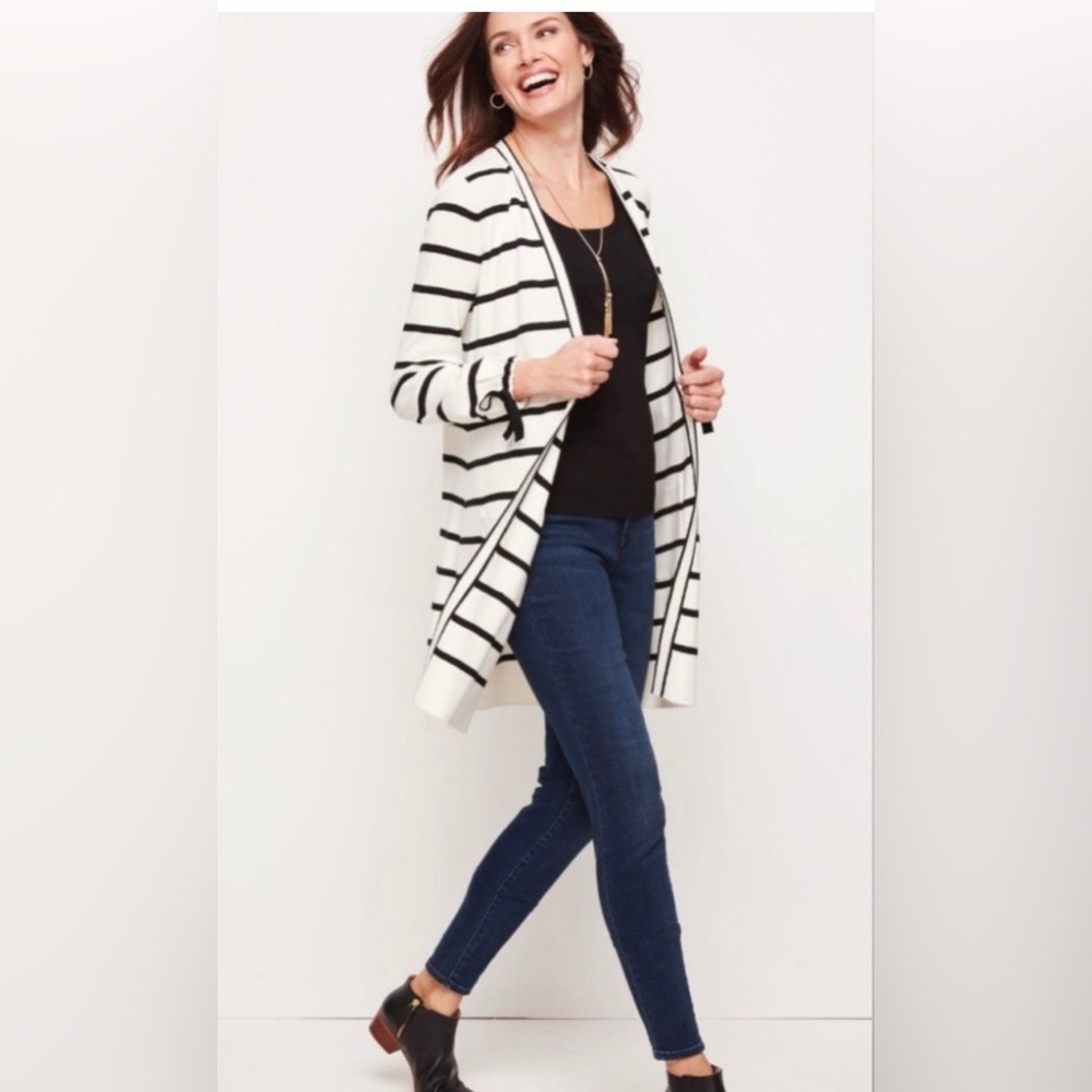 Talbots Oprah Collection Striped Open Front Cardi… - image 2